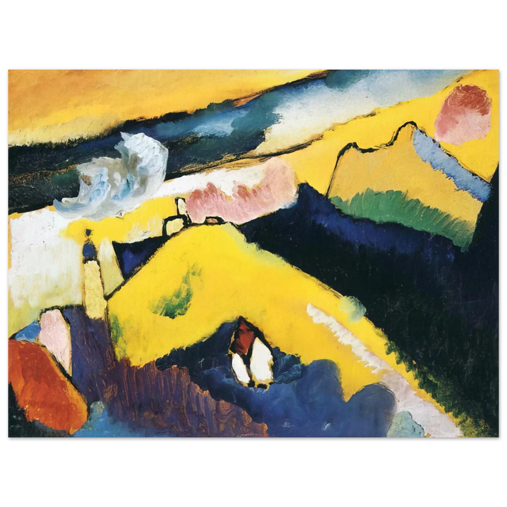 Wassily Kandinsky - MOUNTAIN LANDSCAPE WITH CHURCH 1910  75x100 cm / 30x40inches Fine Art Poster