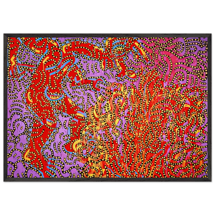 MOSES AND THE BURNING BUSH 1985 N2 - Keith Haring 70x100 cm / 28x40 inches Framed Art Print – Black Wooden Frame