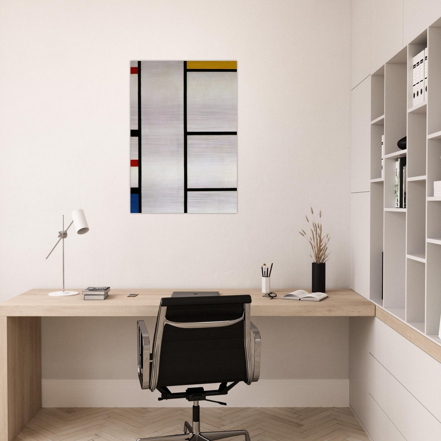 Composition No. III Blanc-Jaune - Piet Mondrian Brushed Aluminum Print - 70x100 cm / 28x40 inches | Piet Mondrian Aluminum Print | Piet Mondrian Prints