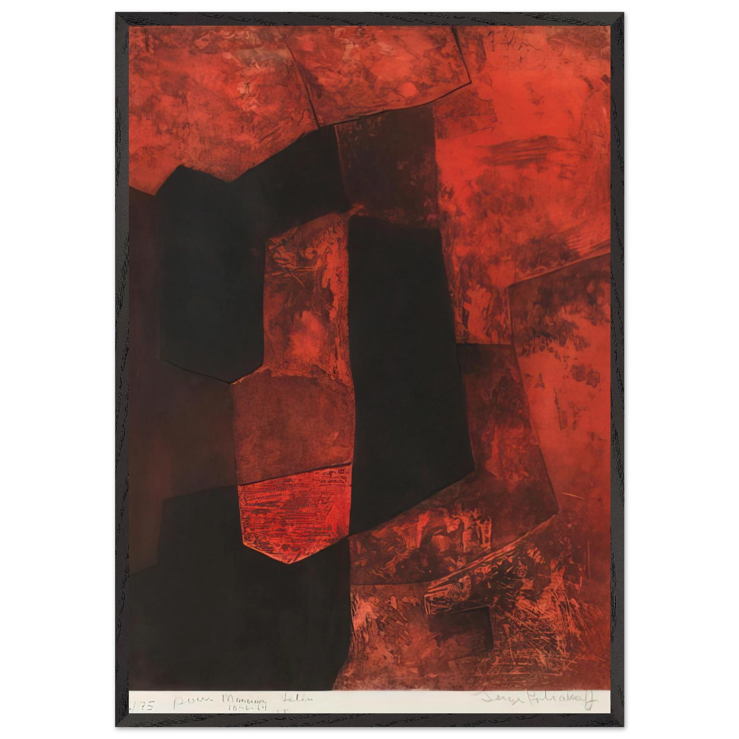 Composition brune et rouge - 1964 - Serge Poliakoff Framed Art Print – Black Wooden Frame - Default Title - -Framed Art Print