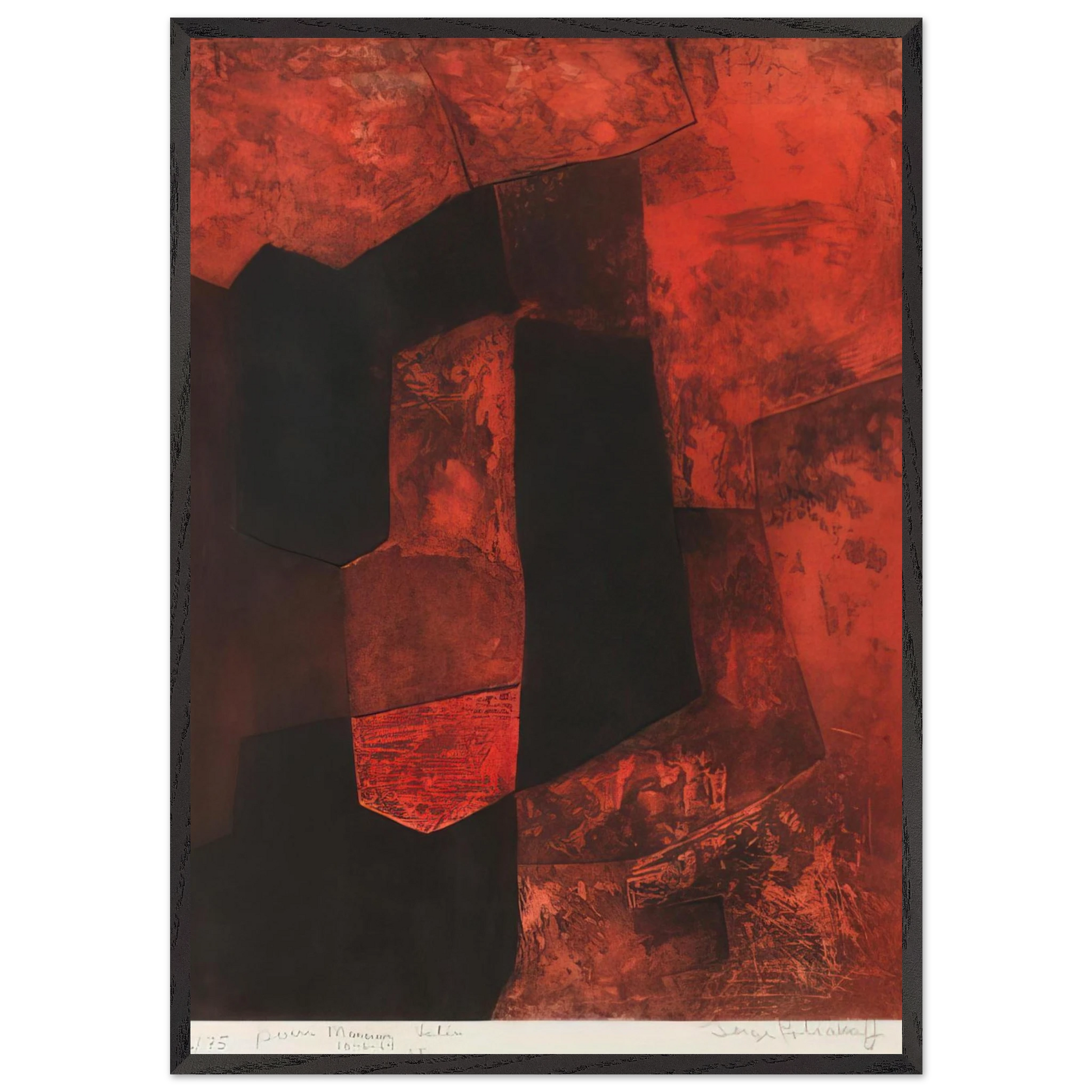 Composition brune et rouge - 1964 - Serge Poliakoff Framed Art Print – Black Wooden Frame - Default Title - -Framed Art Print