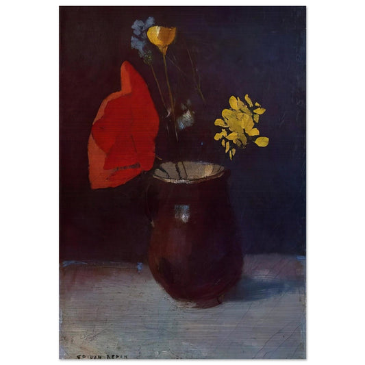 PITCHER OF FLOWERS - Odilon Redon Brushed Aluminum Print - 70x100 cm / 28x40 inches | Odilon Redon Aluminum Print | Odilon Redon Prints