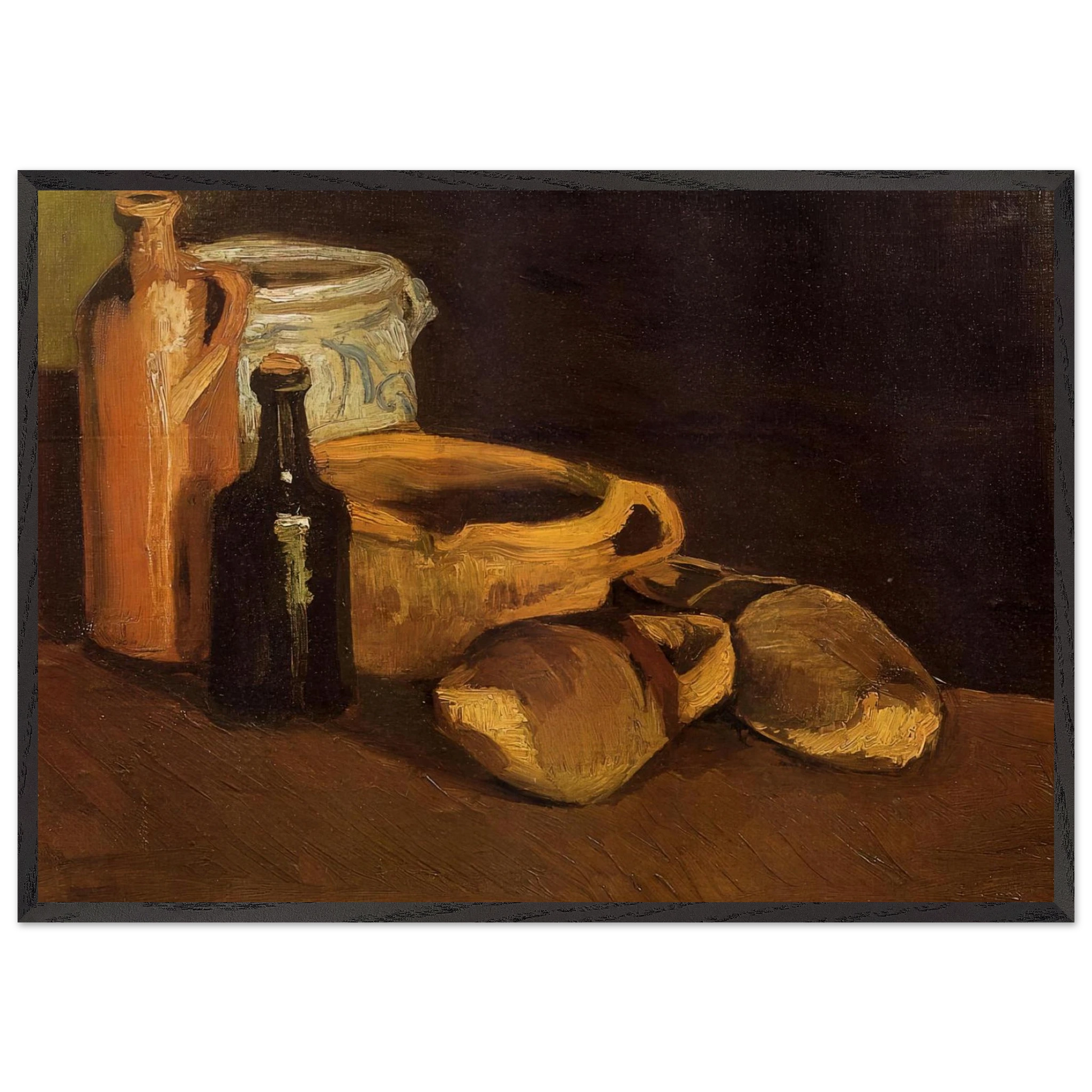 Still Life with Clogs and Pots - Vincent van Gogh Framed Art Print – Black Wooden Frame - Default Title - -Framed Art Print