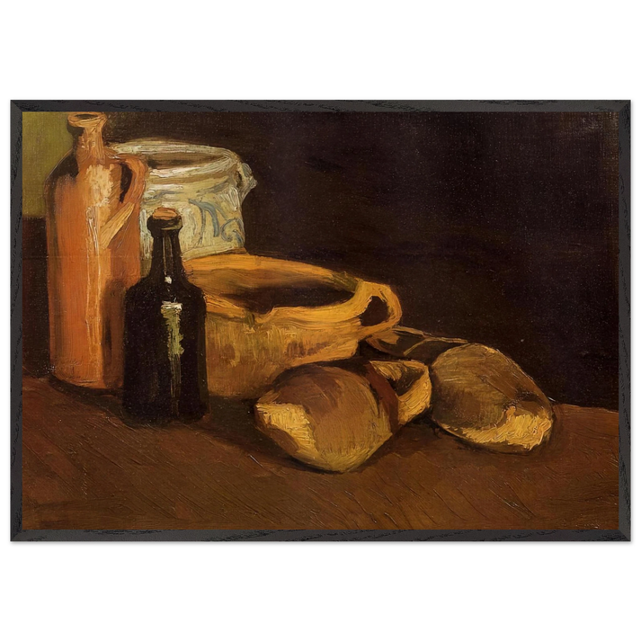 Still Life with Clogs and Pots - Vincent van Gogh 70x100 cm / 28x40 inches Framed Art Print – Black Wooden Frame