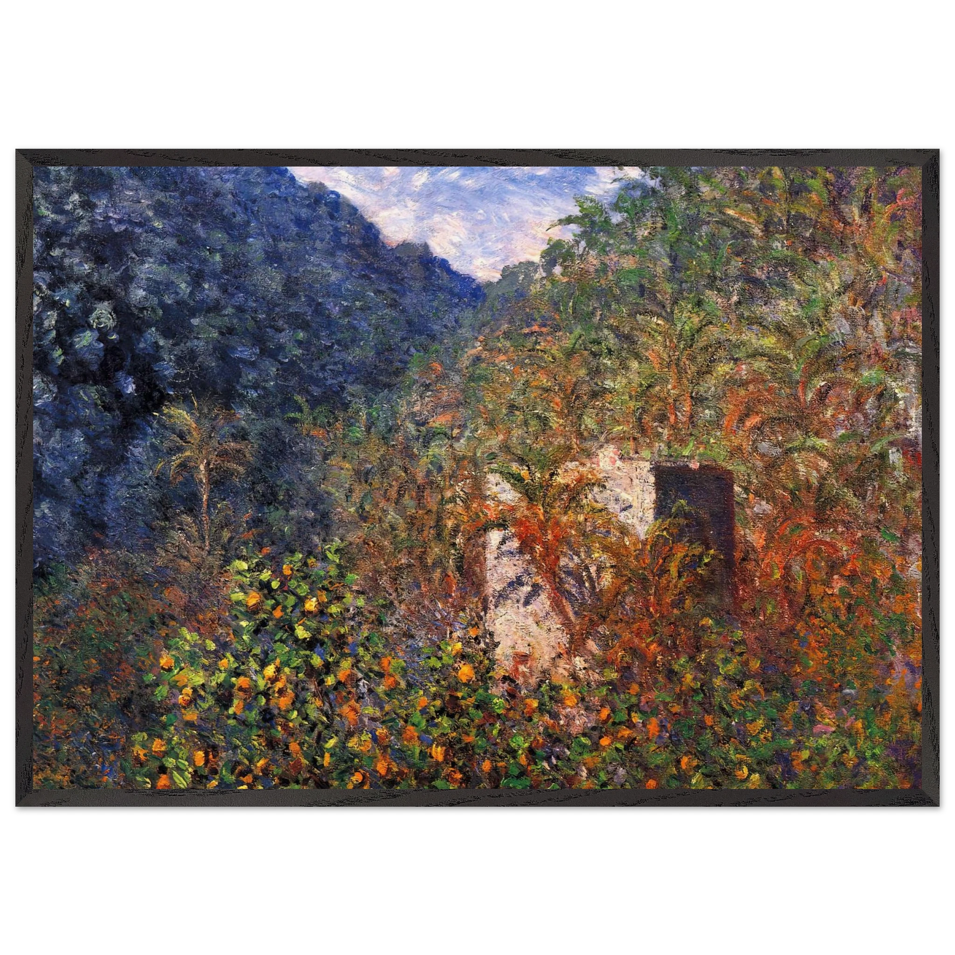 The Valley of Sasso Blue Effect - claude monet Framed Art Print – Black Wooden Frame - Default Title - -Framed Art Print