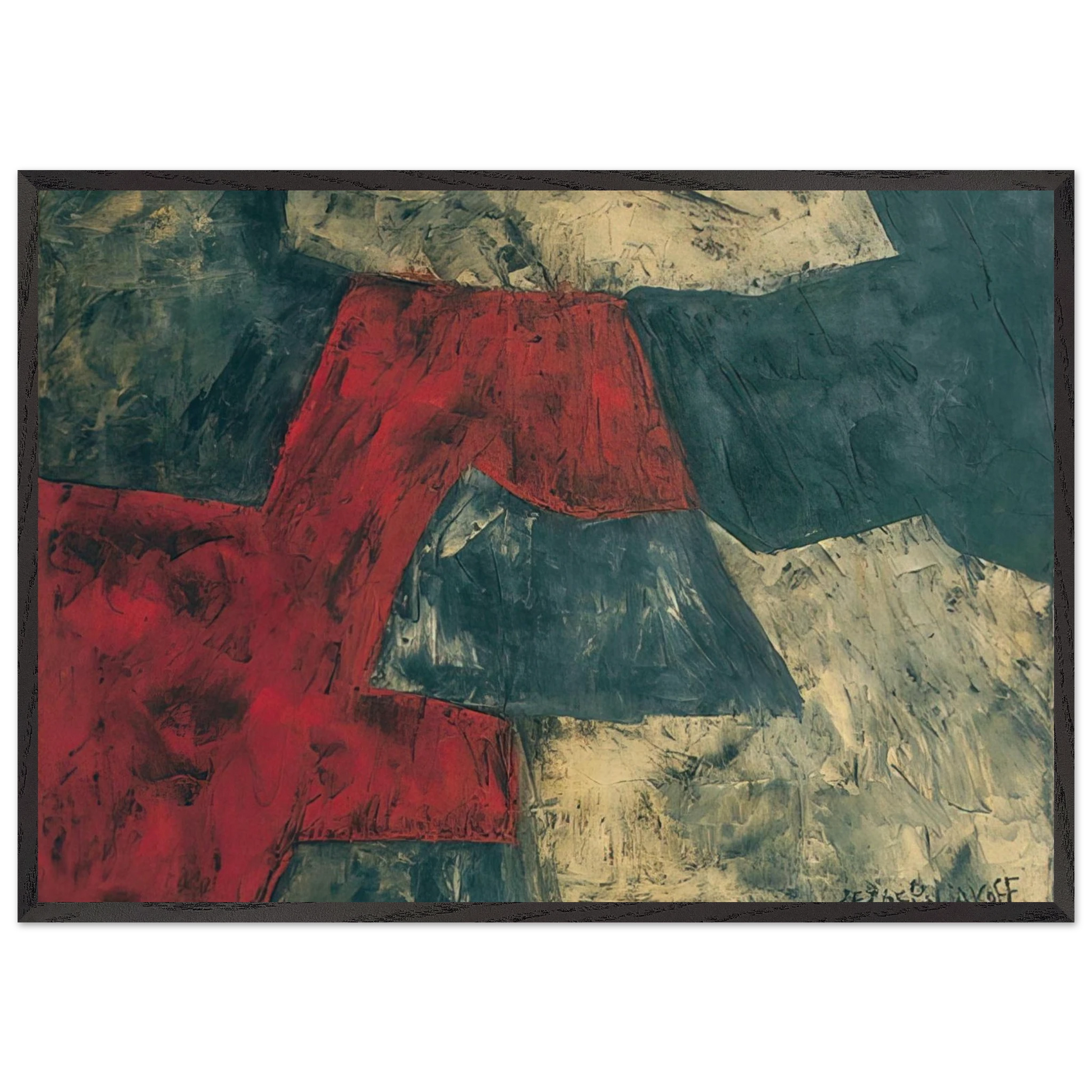 Composition - 1958 N2 - Serge Poliakoff Framed Art Print – Black Wooden Frame - Default Title - -Framed Art Print