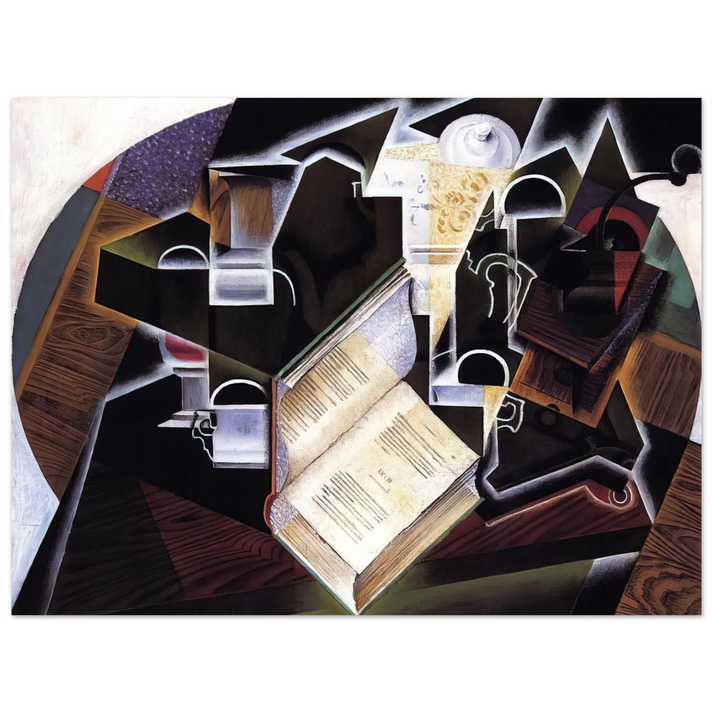 Juan Gris - BOOK PIPE AND GLASSES  75x100 cm / 30x40inches Fine Art Poster