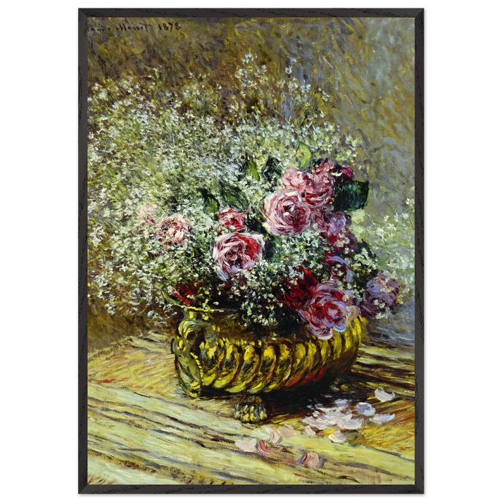 FLOWERS IN A POT N2 - claude monet 70x100 cm / 28x40 inches Framed Art Print – Black Wooden Frame