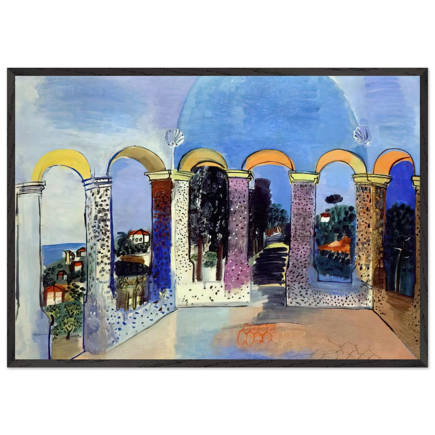 ARCADES AT VALLAURIS 1927 - Raoul Dufy Framed Art Print – Black Wooden Frame - Default Title - -Framed Art Print