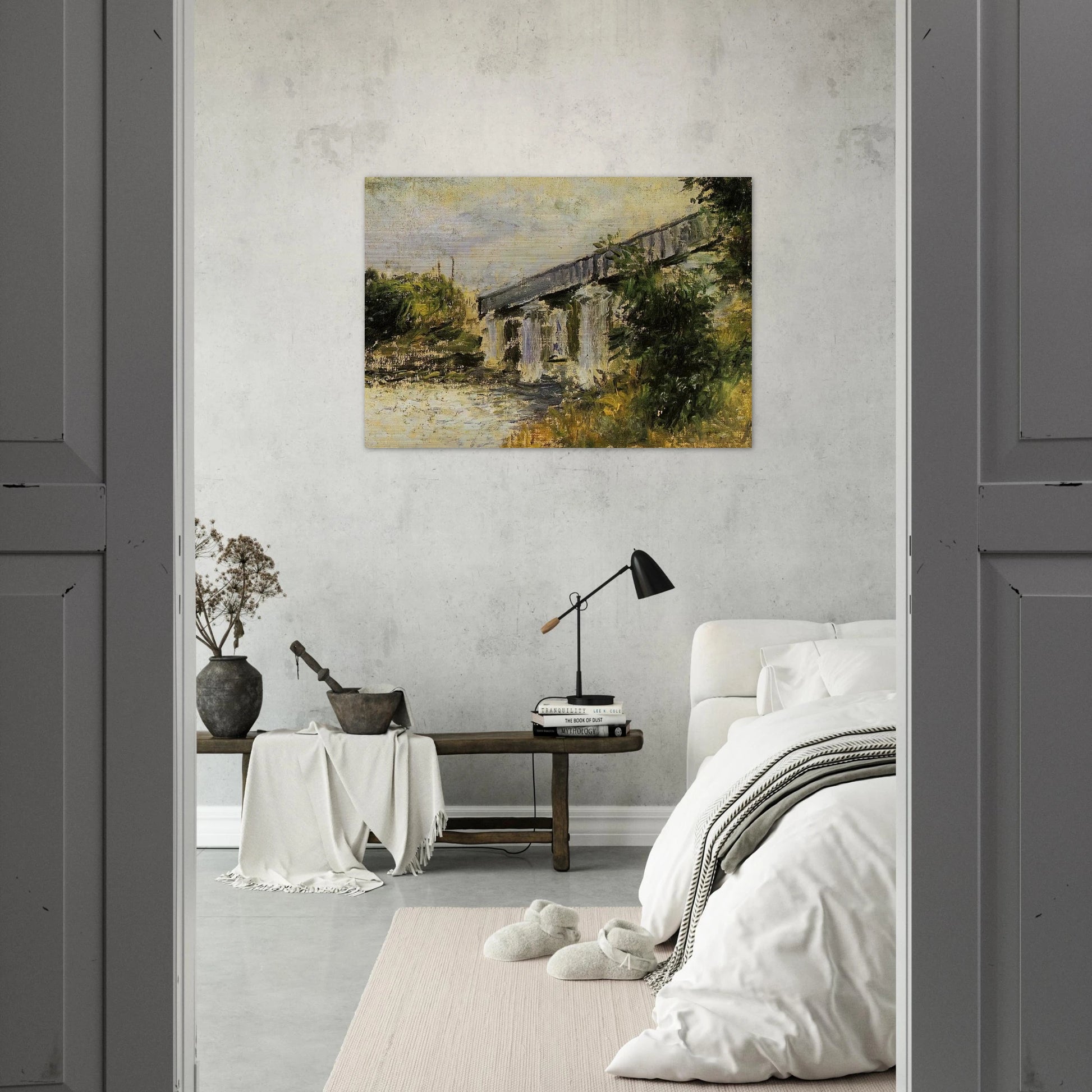 Railway Bridge at Argenteuil - claude monet Brushed Aluminum Print - 70x100 cm / 28x40 inches | claude monet Aluminum Print | claude monet Prints