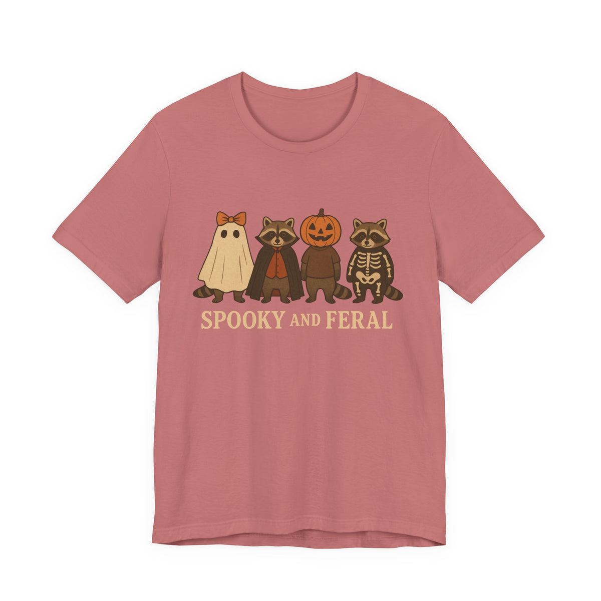 Spooky Raccoon Shirt, Funny Halloween Graphic Tee, Cute Vintage Fall T-Shirt, Trendy Womens Halloween Shirt, Feral Raccoon Tee