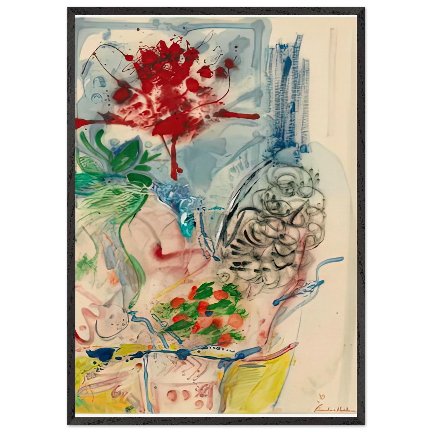 LAmour Toujours LAmour 1957- - Helen Frankenthaler Framed Art Print – Black Wooden Frame - Default Title - -Framed Art Print