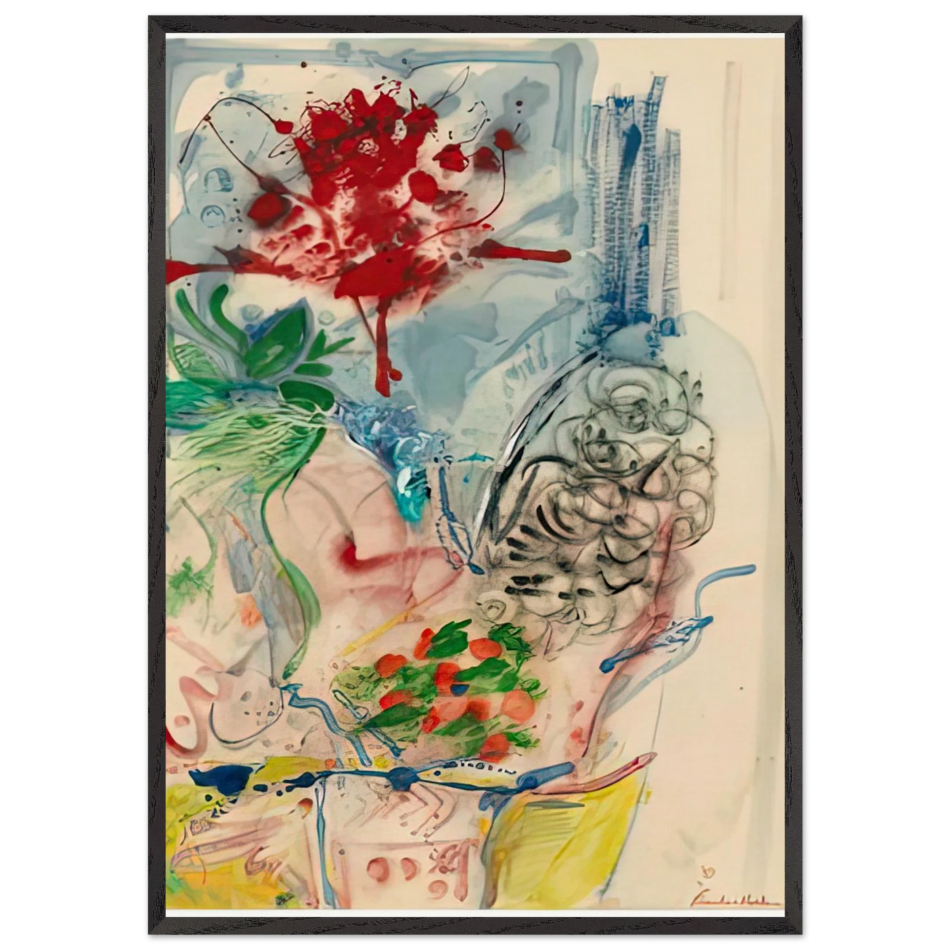 LAmour Toujours LAmour 1957- - Helen Frankenthaler Framed Art Print – Black Wooden Frame - Default Title - -Framed Art Print