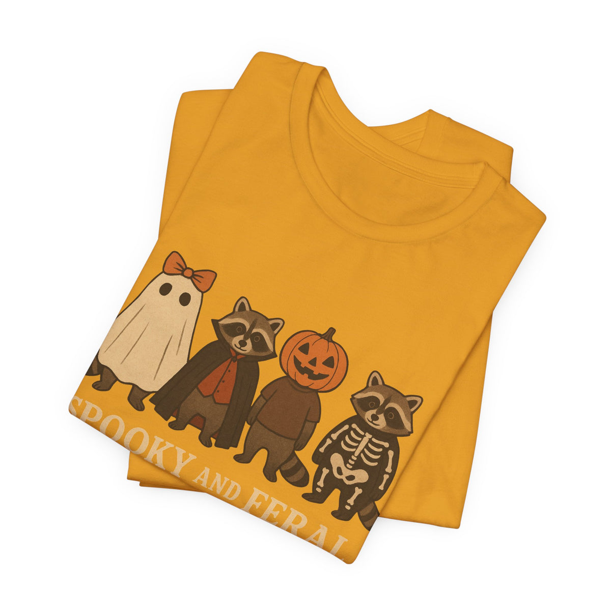 Spooky Raccoon Shirt, Funny Halloween Graphic Tee, Cute Vintage Fall T-Shirt, Trendy Womens Halloween Shirt, Feral Raccoon Tee