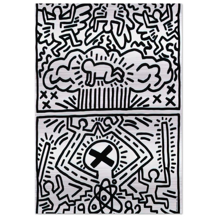 ANTI NUCLEAR RALLY 1982 - Keith Haring Brushed Aluminum Print - 70x100 cm / 28x40 inches | Keith Haring Aluminum Print | Keith Haring Prints