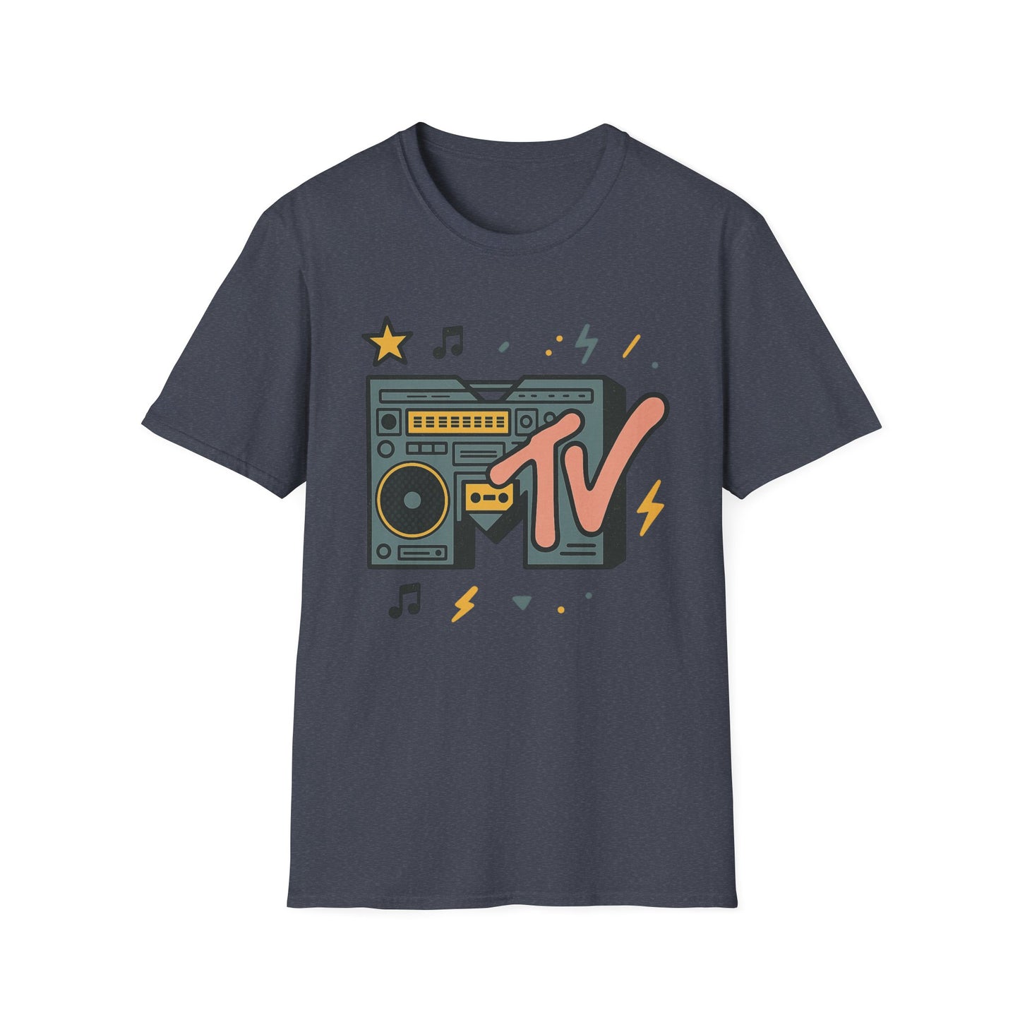 Retro MTV Vintage Cheetah Print Music Television Graphic Tee 80s 90s Throwback Unisex Band Shirt Animal Print Rock Style T-Shirt