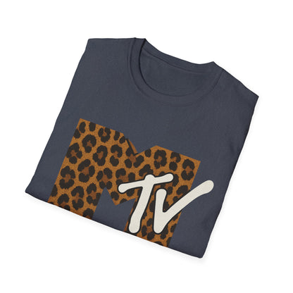 Vintage MTV Cheetah Print Graphic T-Shirt Retro Music Television 80s 90s Throwback Band Tee Unisex Animal Print Rock Shirt