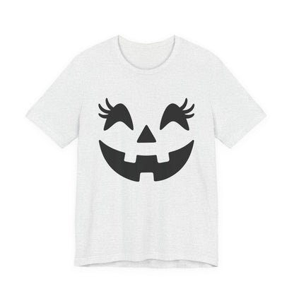 Jack O Lantern Face Pumpkin Eyelashes Halloween Women Girls T-Shirt
