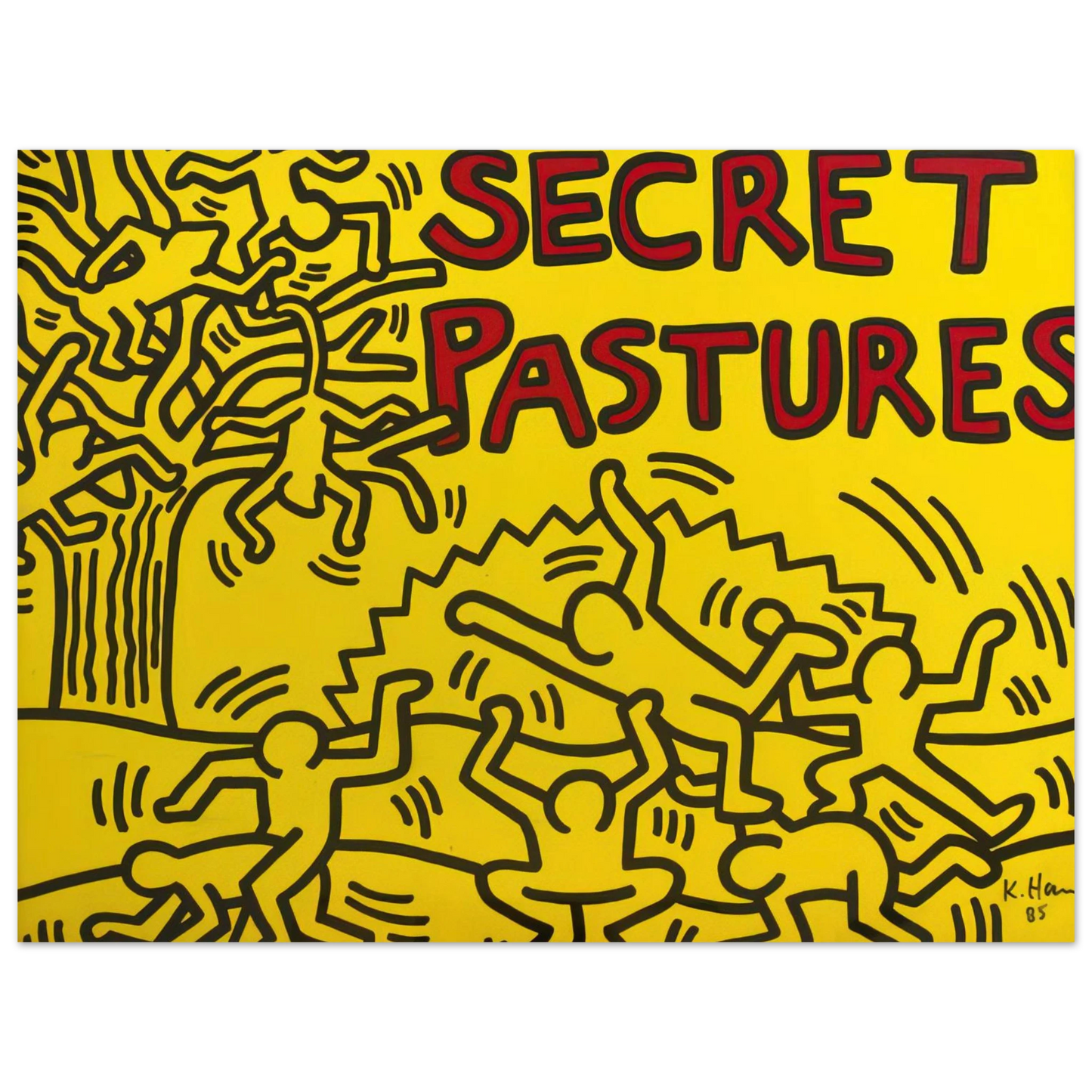 Keith Haring - A POSTER FOR THE BILL T JONES AND ARNIE ZANE PERFORMANCE PIECE SECRET PASTURES 1984 Fine Art Poster - Default Title