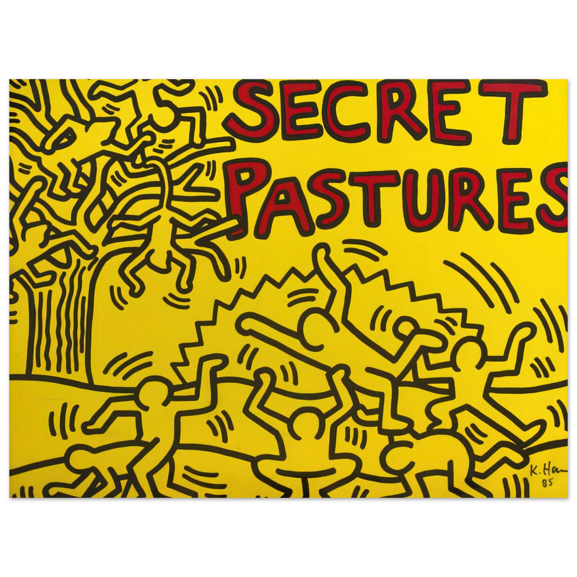 Keith Haring - A POSTER FOR THE BILL T JONES AND ARNIE ZANE PERFORMANCE PIECE SECRET PASTURES 1984 Fine Art Poster - Default Title