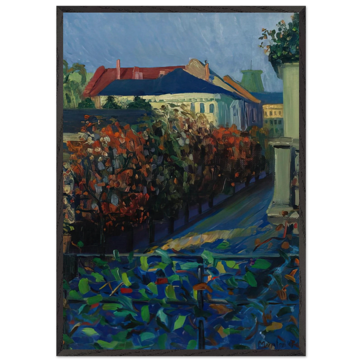 BLICK AUS DER BONNER WOHNUNG - Gabriele Munter 70x100 cm / 28x40 inches Framed Art Print – Black Wooden Frame