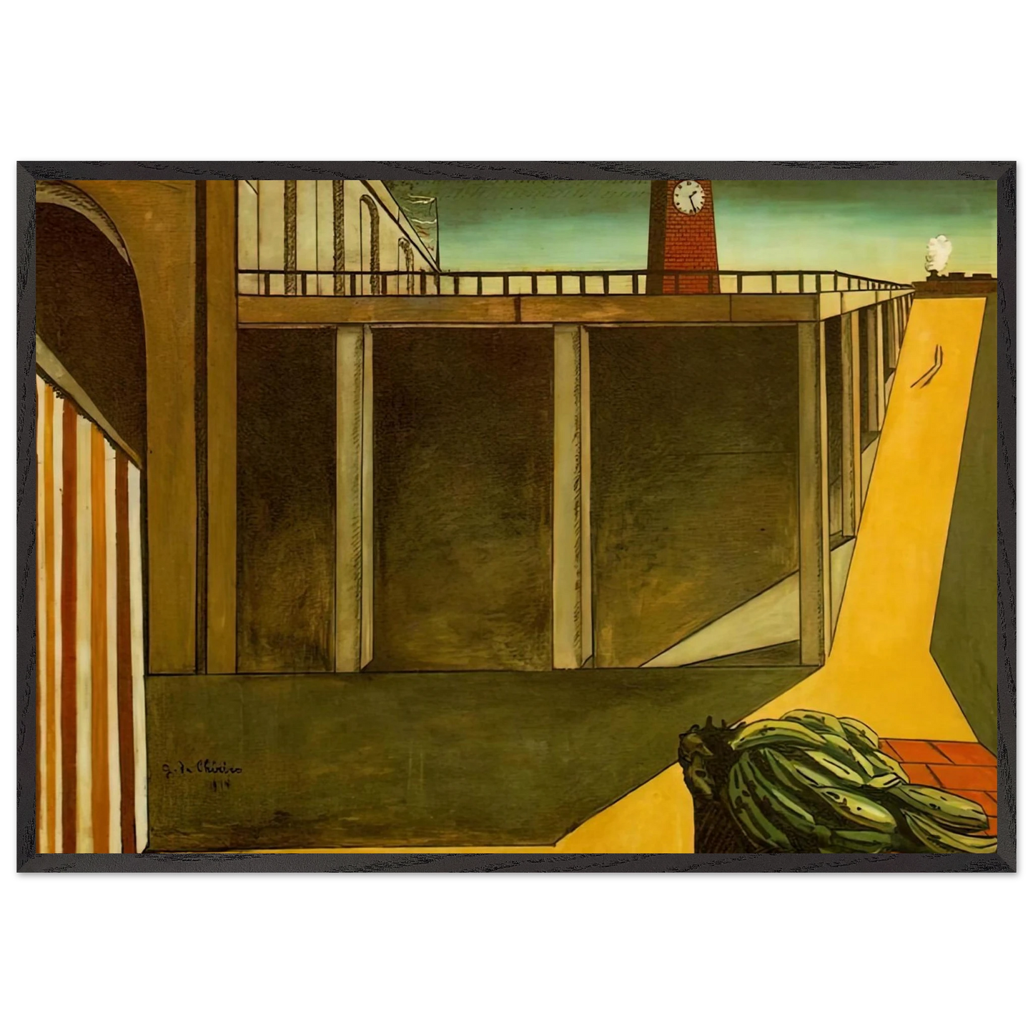 GARE MONTPARNASSE THE MELANCHOLY OF DEPARTURE 1914 - Giorgio de Chirico Framed Art Print – Black Wooden Frame - Default Title - -Framed Art Print