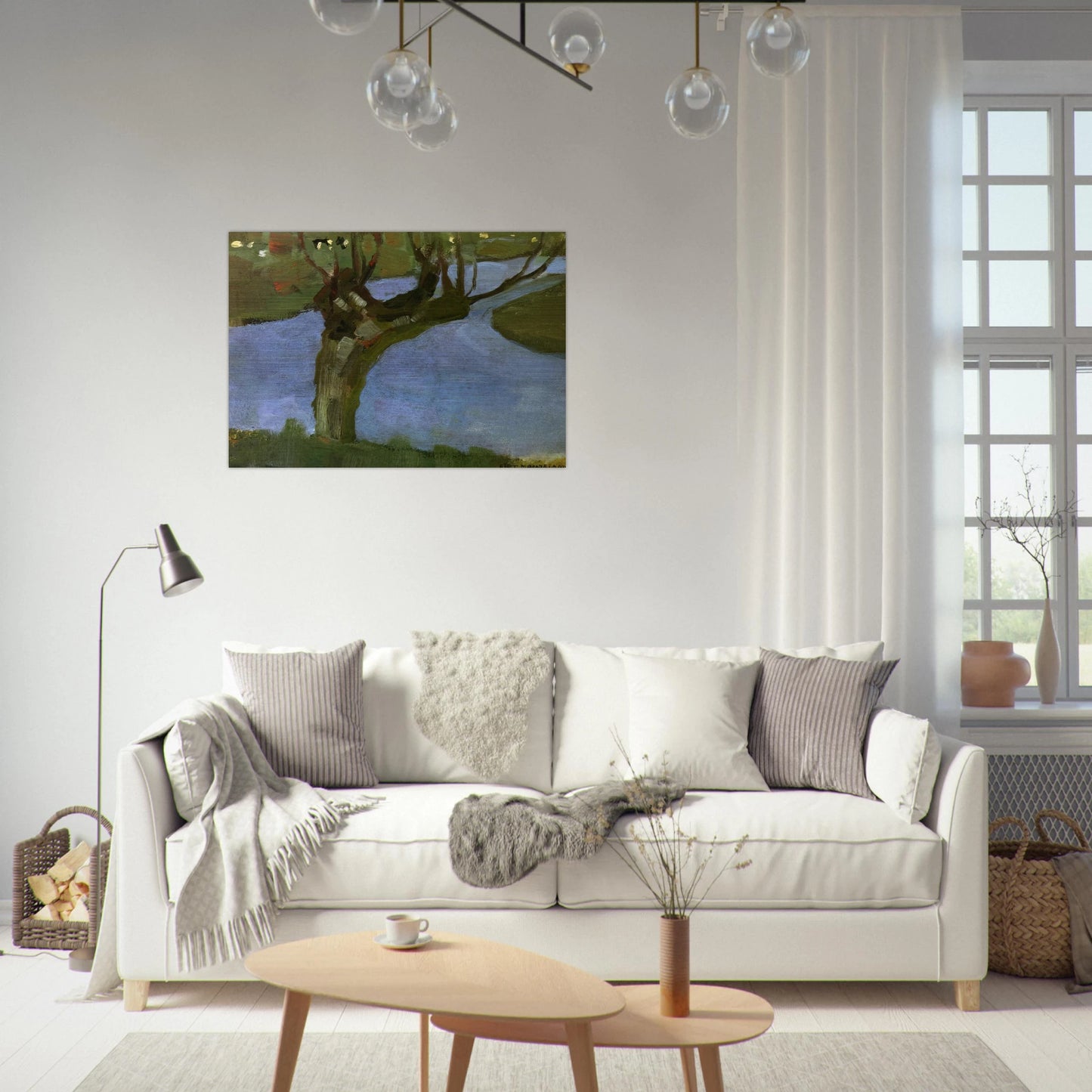 Irrigation Ditch with Mature Willow - Piet Mondrian Brushed Aluminum Print - 70x100 cm / 28x40 inches | Piet Mondrian Aluminum Print | Piet Mondrian Prints