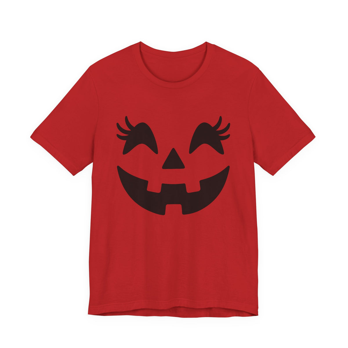 Jack O Lantern Face Pumpkin Eyelashes Halloween Women Girls T-Shirt