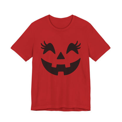 Jack O Lantern Face Pumpkin Eyelashes Halloween Women Girls T-Shirt
