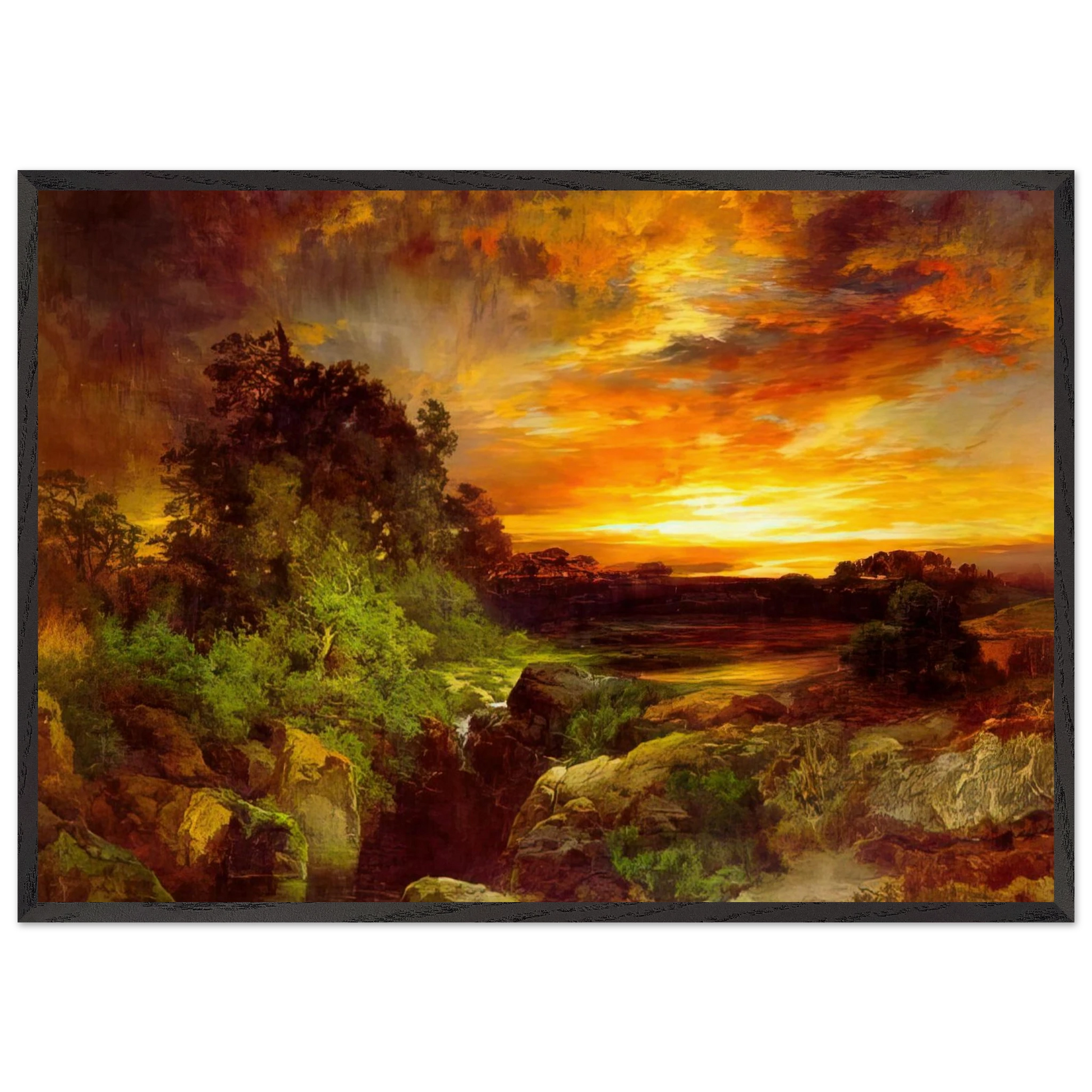An Arizona Sunset Near the Grand Canyon - Thomas Moran Framed Art Print – Black Wooden Frame - Default Title - -Framed Art Print