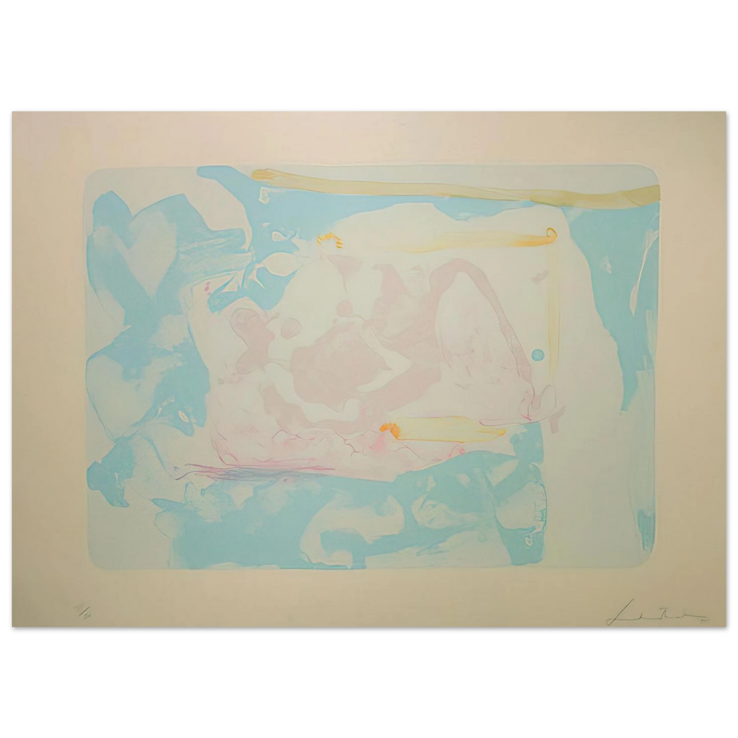 Helen Frankenthaler - Reflections III - 1995 Wall art - 20x25 cm / 8x10 inches - Premium Wooden Framed Poster With Fine Art Paper - Black frame
