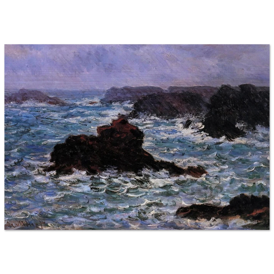 Belle-Ile, Rain Effect - claude monet Brushed Aluminum Print - 70x100 cm / 28x40 inches | claude monet Aluminum Print | claude monet Prints