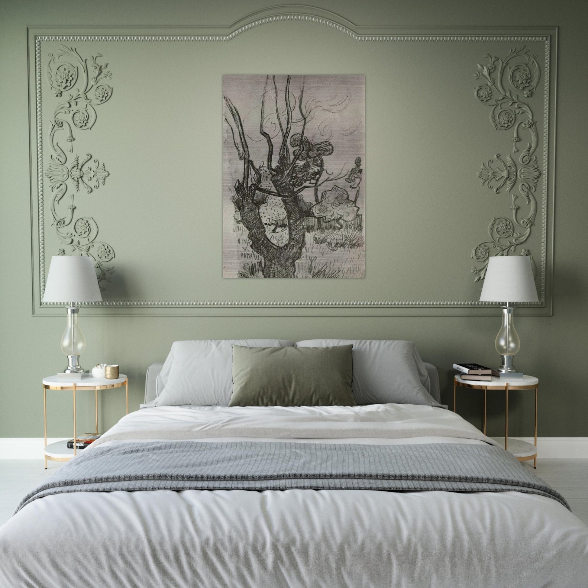 A Bare Treetop in the Garden of the Asylum - Vincent van Gogh Brushed Aluminum Print - 70x100 cm / 28x40 inches | Vincent van Gogh Aluminum Print | Vincent van Gogh Prints