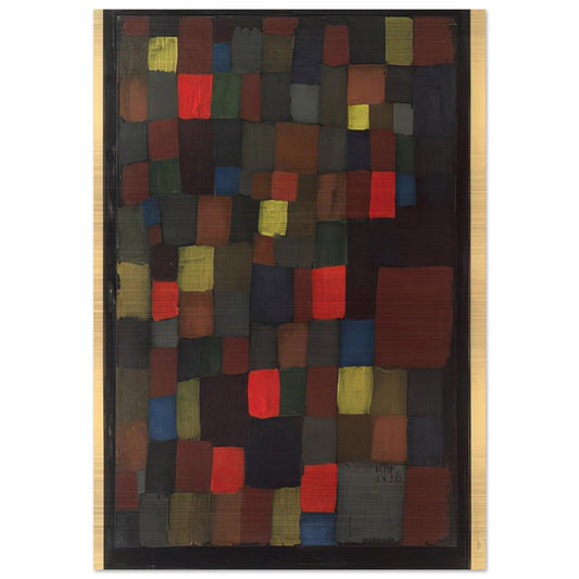 ABSTRACT COLOUR HARMONY IN SQUARES WITH VERMILLION ACCENTS 1924 - Paul Klee Brushed Aluminum Print - 70x100 cm / 28x40 inches | Paul Klee Aluminum Print | Paul Klee Prints