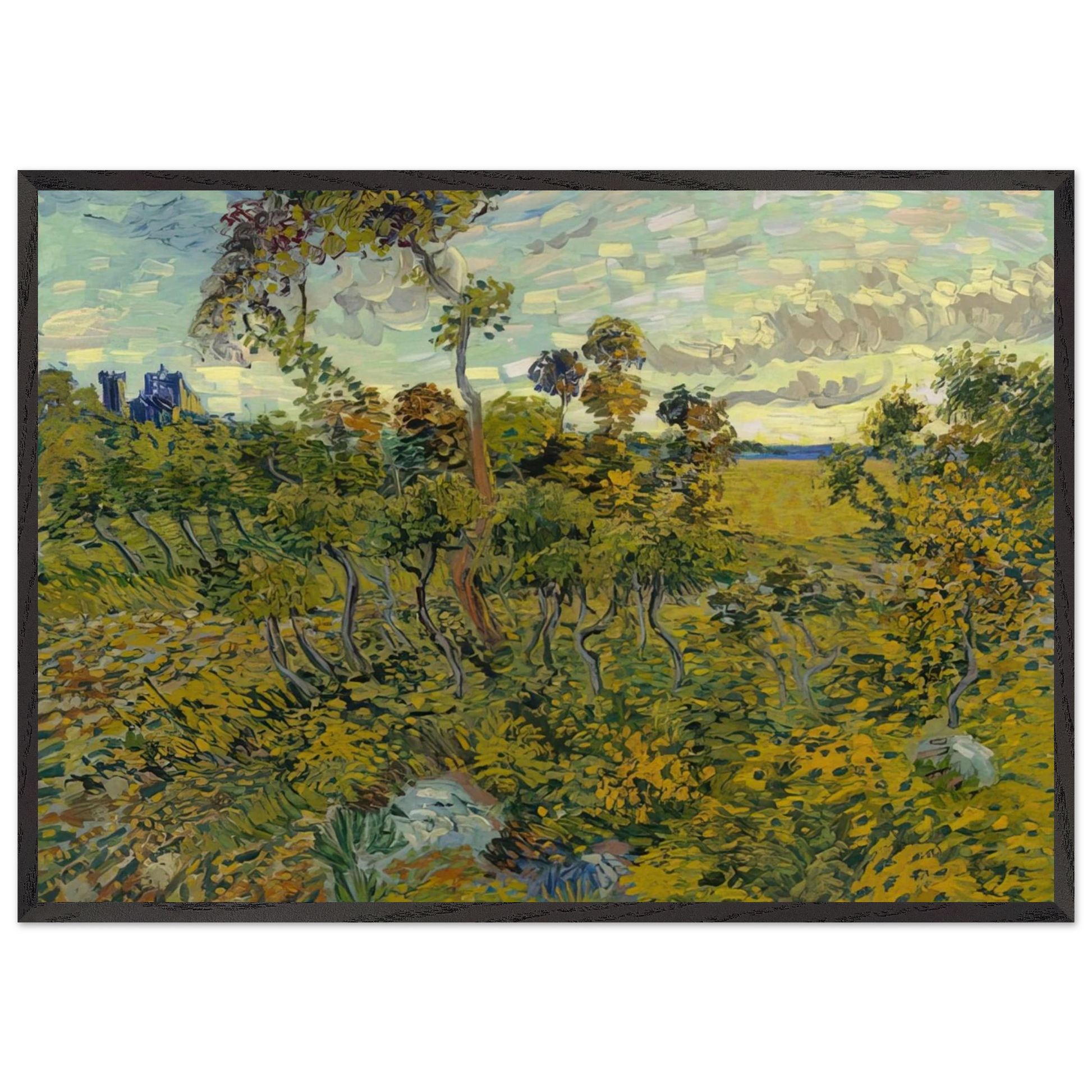 Sunset at Montmajour - Vincent van Gogh Framed Art Print – Black Wooden Frame - Default Title - -Framed Art Print