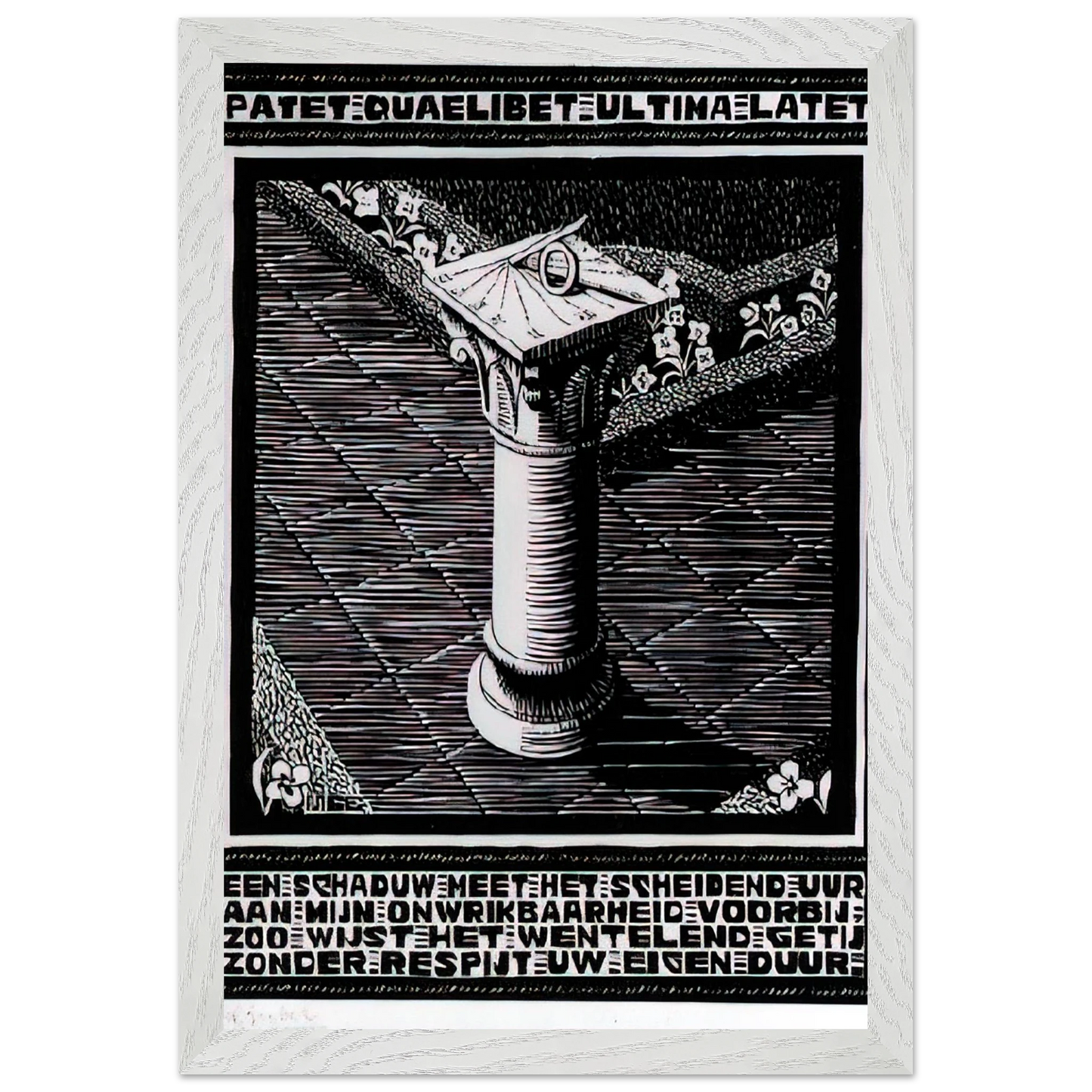MC Escher - EMBLEMATA SUNDIAL Wall Art - 60x80 cm / 24x32 inches - Premium Wooden Framed Poster With Fine Art Paper - Black frame