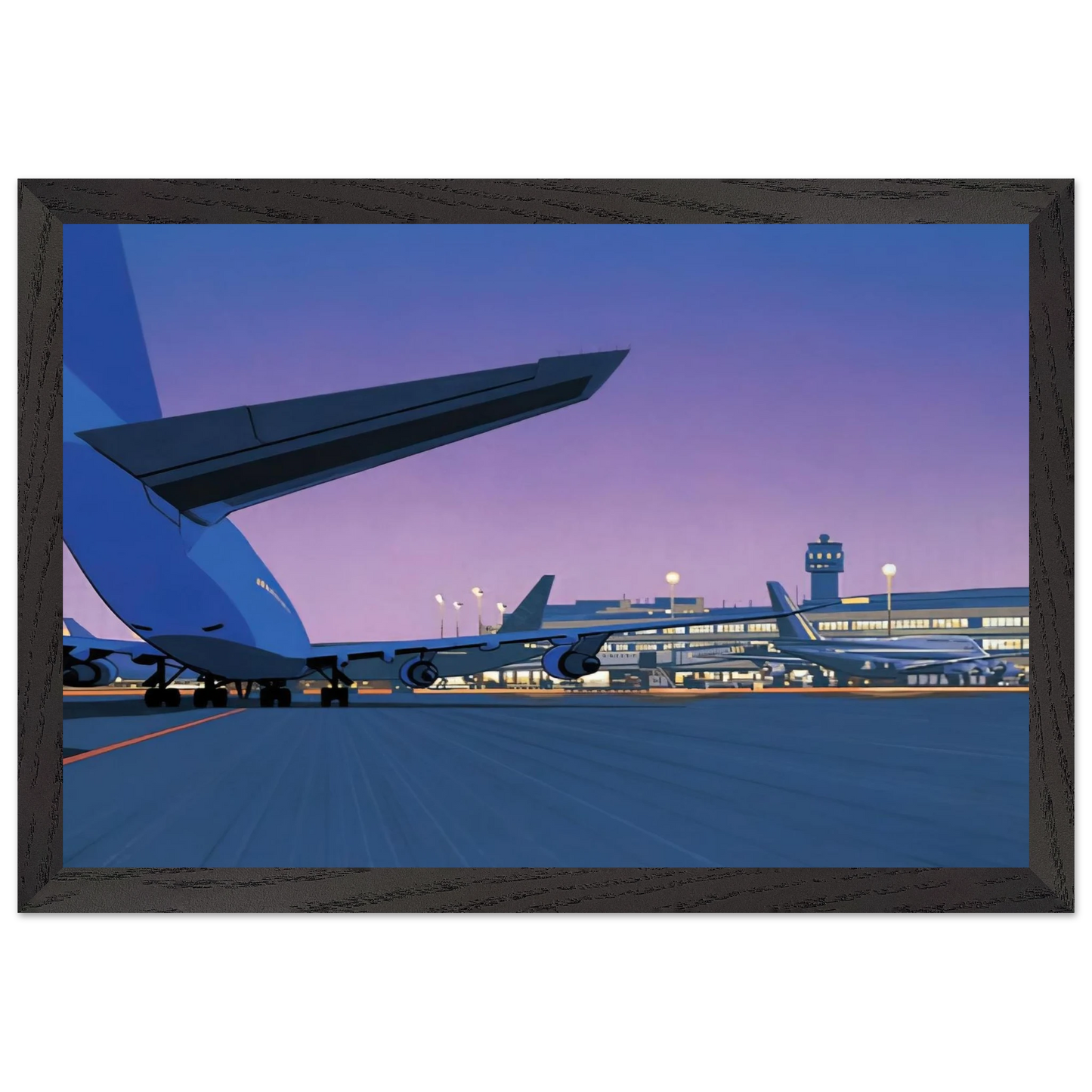 Hiroshi Nagai - Taxiway Wall Art - 30x40 cm / 12x16 inches - Premium Wooden Framed Poster With Fine Art Paper - Black frame