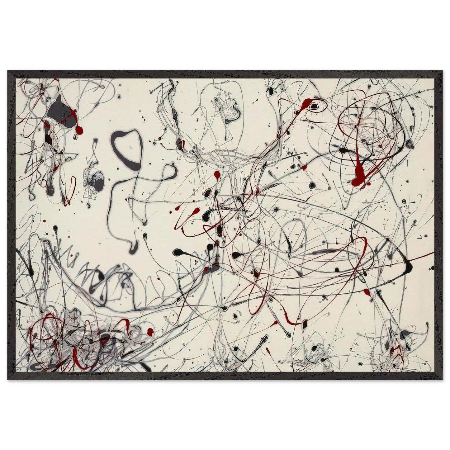 NUMBER 4 GRAY AND RED 1948 - Jackson Pollock Framed Art Print – Black Wooden Frame - Default Title - -Framed Art Print