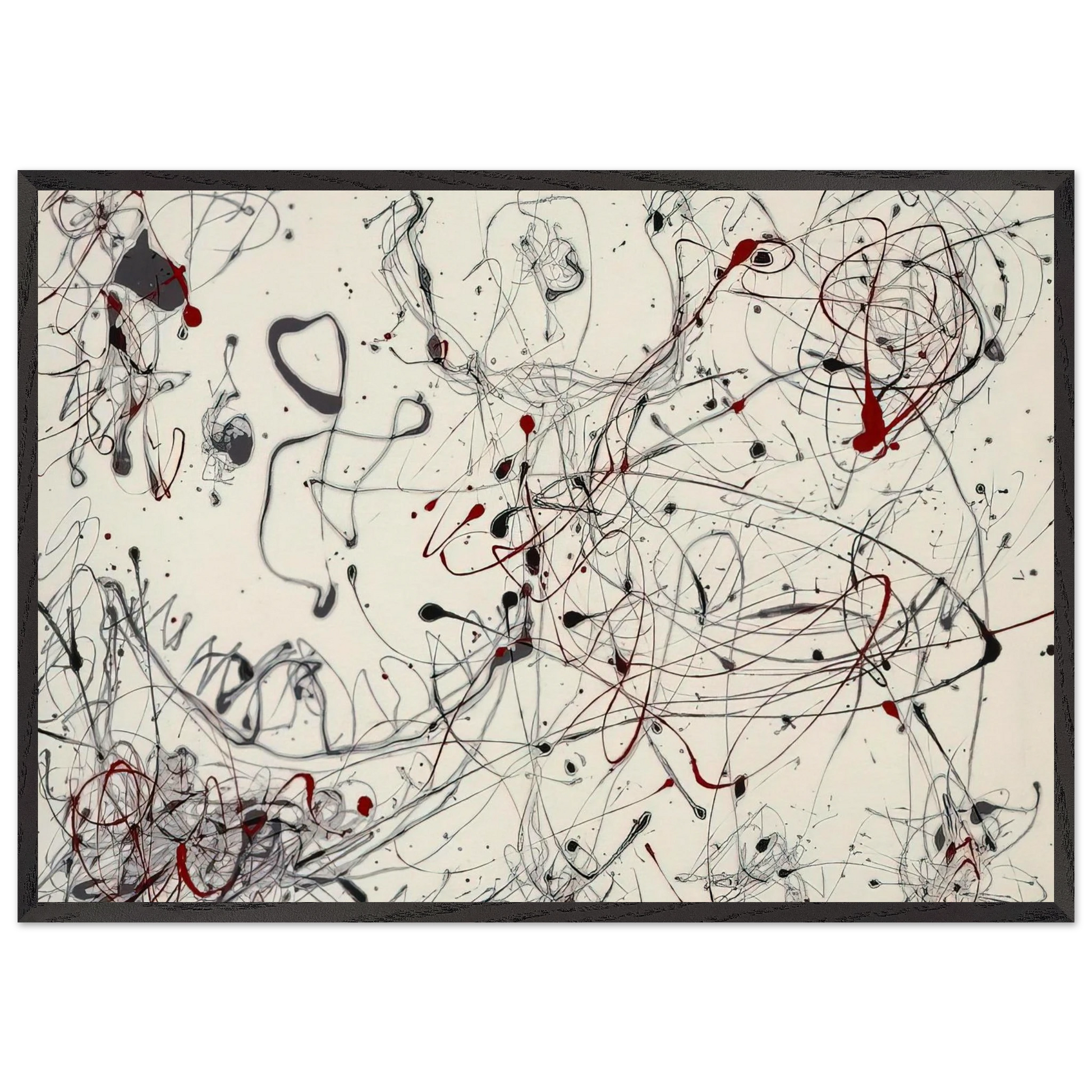 NUMBER 4 GRAY AND RED 1948 - Jackson Pollock Framed Art Print – Black Wooden Frame - Default Title - -Framed Art Print