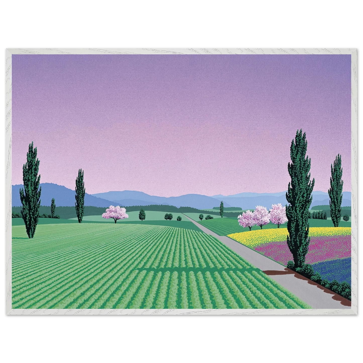 Hiroshi Nagai - Farmlands Wall Art - 21x29.7 cm / 8x12" - Premium Wooden Framed Poster With Fine Art Paper - Black frame