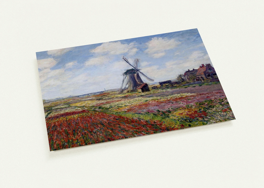 Fields of Tulip With The Rijnsburg Windmill By claude monet Pack of 10 Post Cards | claude monet Post Cards | A6 (10.5 x 14.8 cm) - 4.1 x 5.8 inches