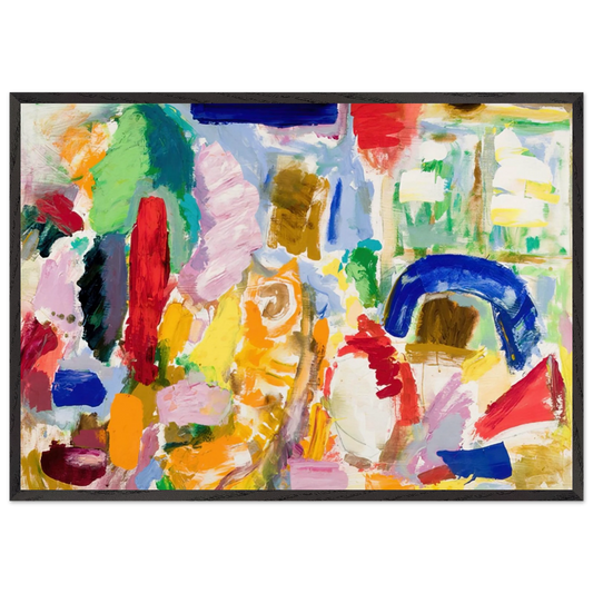 PAPER KITE BROWN HAT AND RED VASE 1987 - Taro Yamamoto Framed Art Print – Black Wooden Frame - Default Title - -Framed Art Print