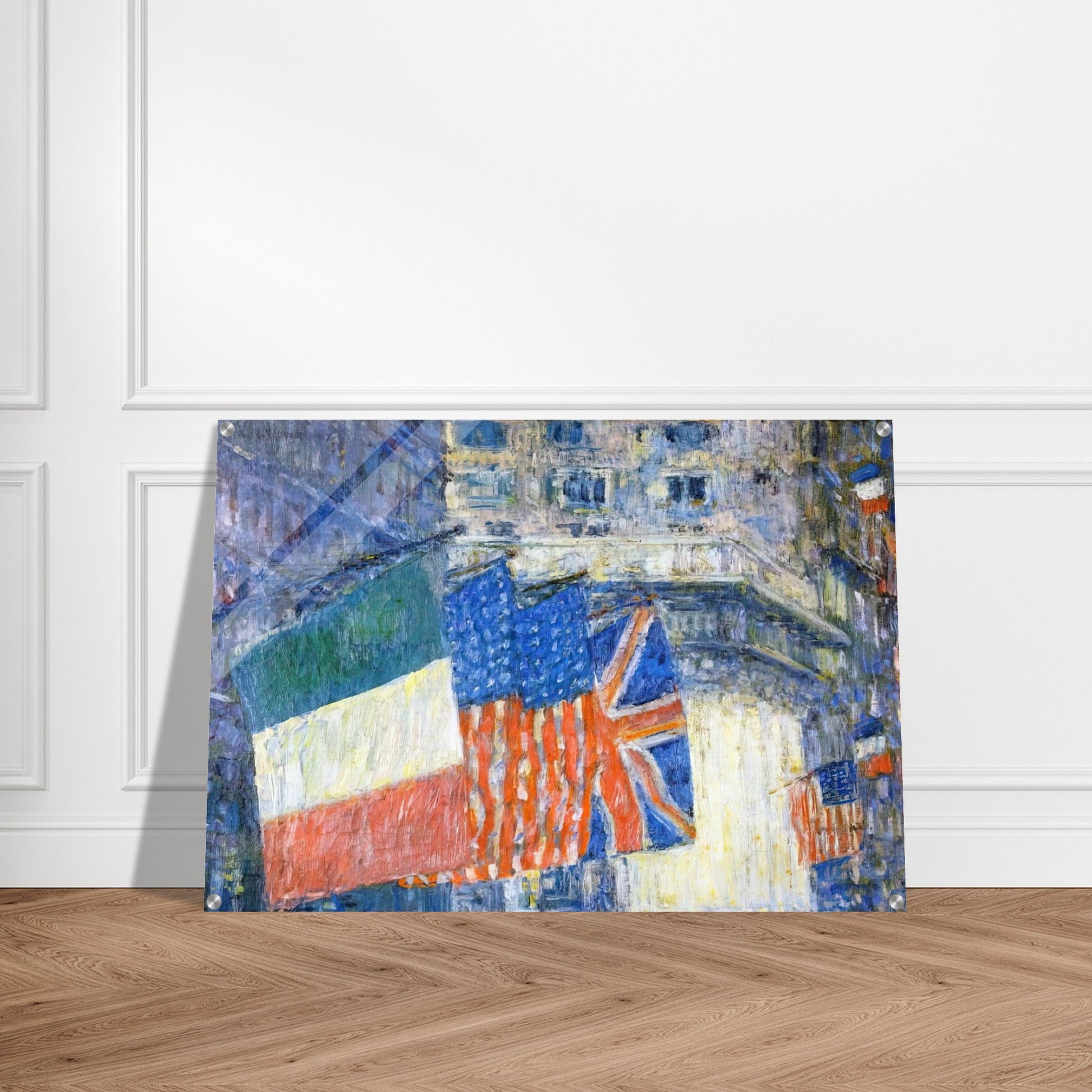 Avenue of the Allies aka Flags on the Waldorf - Childe Hassam Acrylic Print - 70x100 cm / 28x40″ inches | Childe Hassam Wall Art | Childe Hassam Prints