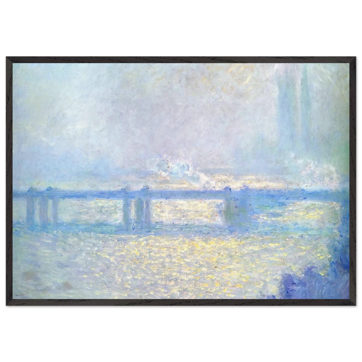 Charing Cross Bridge Overcast Weather - claude monet 70x100 cm / 28x40 inches Framed Art Print – Black Wooden Frame