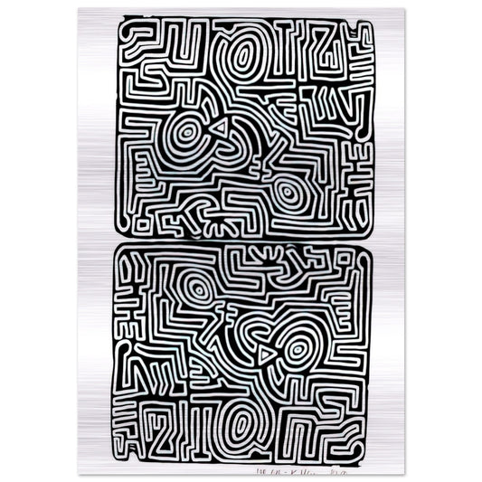 LABYRINTH 1989 - Keith Haring Brushed Aluminum Print - 70x100 cm / 28x40 inches | Keith Haring Aluminum Print | Keith Haring Prints