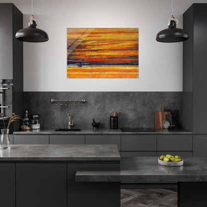 Sailing Vessel at Sea, Sunset - Childe Hassam Acrylic Print - 70x100 cm / 28x40″ inches