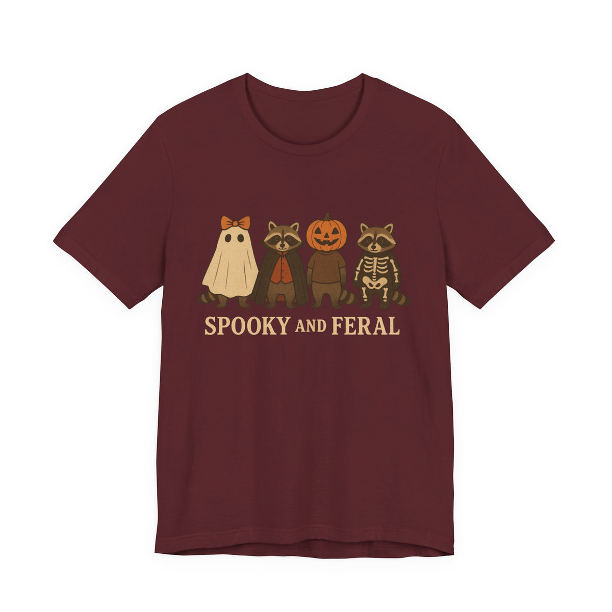 Spooky Raccoon Shirt, Funny Halloween Graphic Tee, Cute Vintage Fall T-Shirt, Trendy Womens Halloween Shirt, Feral Raccoon Tee