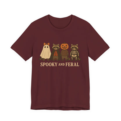 Spooky Raccoon Shirt, Funny Halloween Graphic Tee, Cute Vintage Fall T-Shirt, Trendy Womens Halloween Shirt, Feral Raccoon Tee
