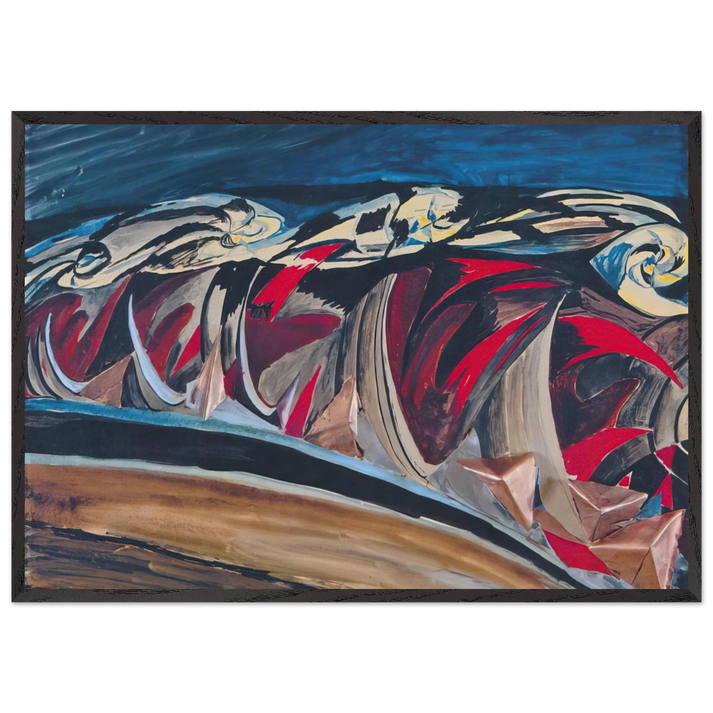 Lights  Sounds of a Night Train - 1924 - Benedetta Cappa 70x100 cm / 28x40 inches Framed Art Print – Black Wooden Frame