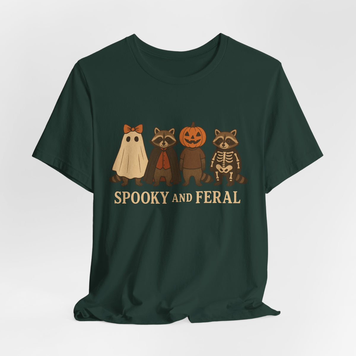 Spooky Raccoon Shirt, Funny Halloween Graphic Tee, Cute Vintage Fall T-Shirt, Trendy Womens Halloween Shirt, Feral Raccoon Tee
